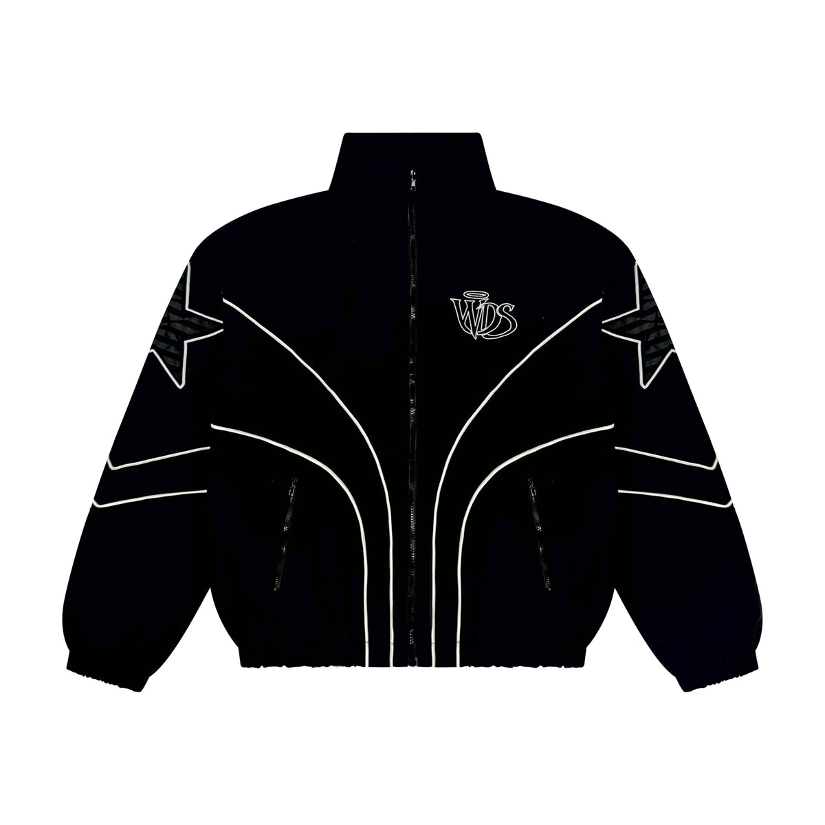 NYLON ZIP UP TRACK JACKET BLACK