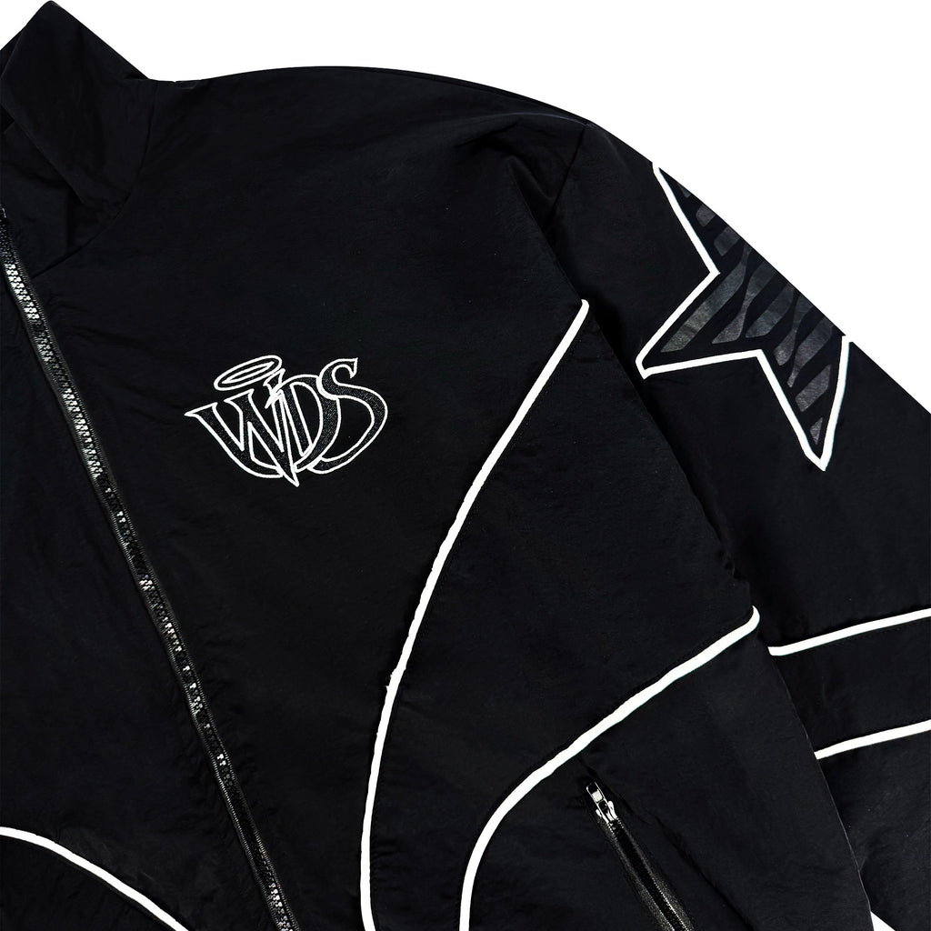 NYLON ZIP UP TRACK JACKET BLACK