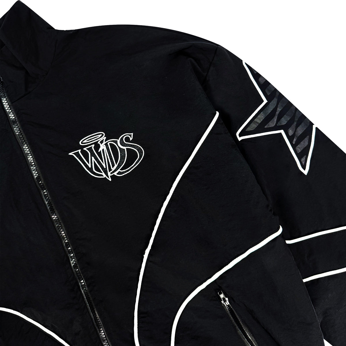 NYLON ZIP UP TRACK JACKET BLACK
