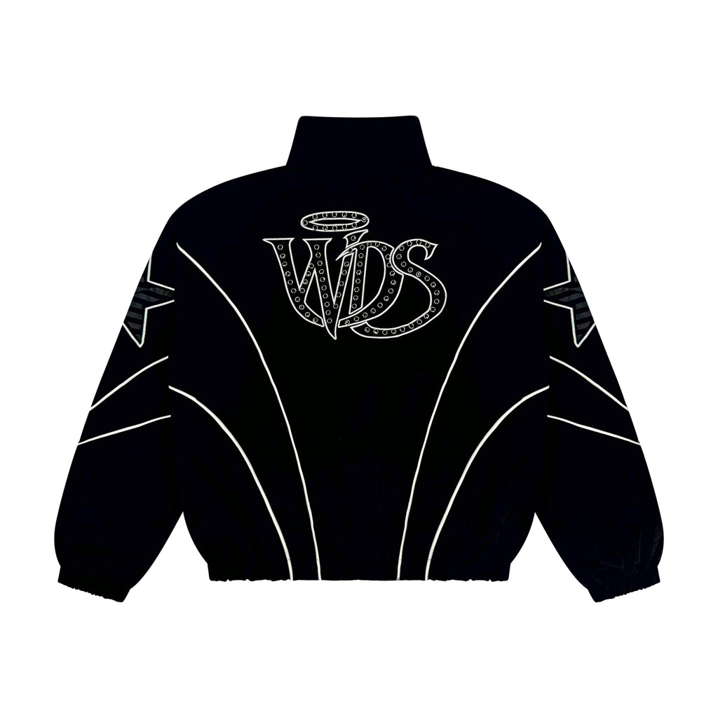 NYLON ZIP UP TRACK JACKET BLACK