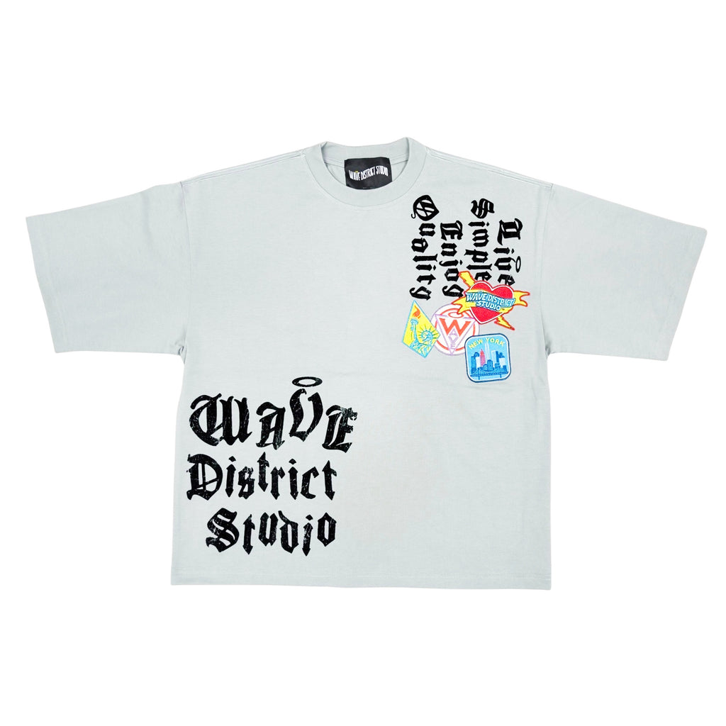 PATCHES OVERSIZED S/S TEE GREY